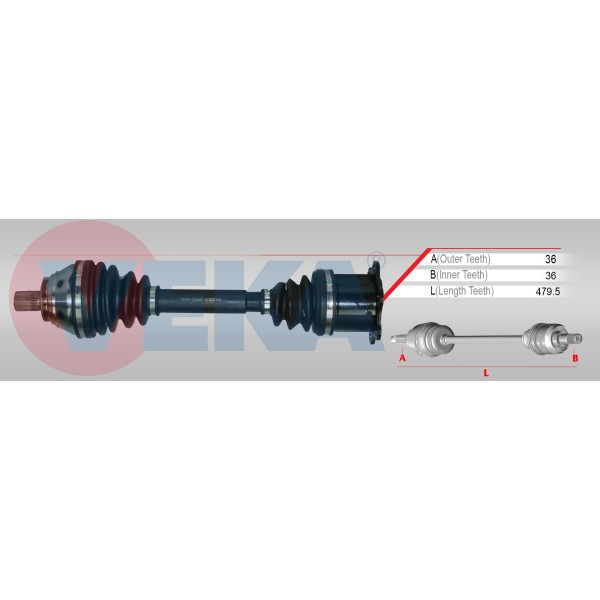VEKA Komple Aks Sol Golf5-volkswagen Jetta-volkswagen Caddy-volkswagen Passat Bls-bkp-bkd-bkc 1, 9 Audi TDI 04-10 Otomatik Gkn Kisa - Kod VW-8041 - OEM 1K0407271BF