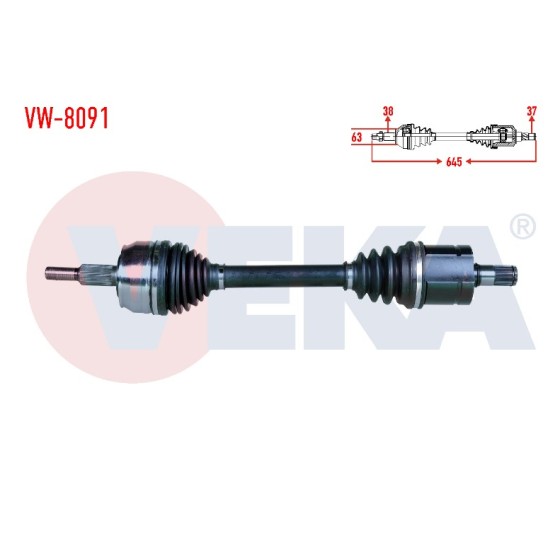 VEKA Komple Aks Sol ON T5-t6 140 HB Caaa-caab-caac-cxhb-cxgb 2, 0 Audi TDI 10- 25807 - Kod VW-8091 - OEM 7E0407451AX ürün görseli