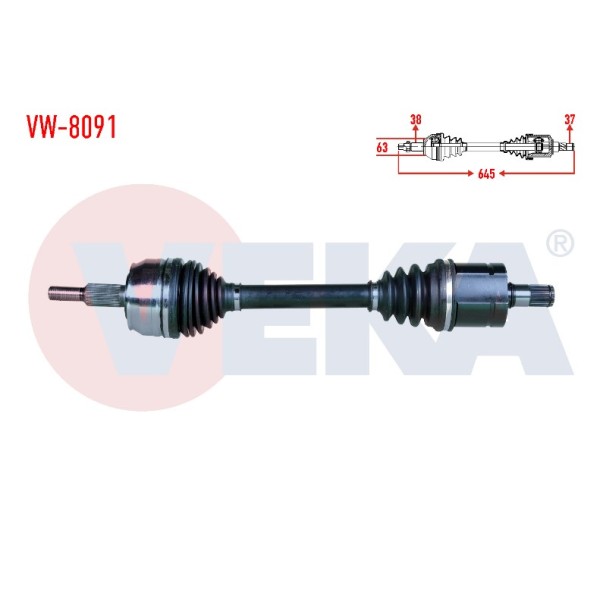 VEKA Komple Aks Sol ON T5-t6 140 HB Caaa-caab-caac-cxhb-cxgb 2, 0 Audi TDI 10- 25807 - Kod VW-8091 - OEM 7E0407451AX