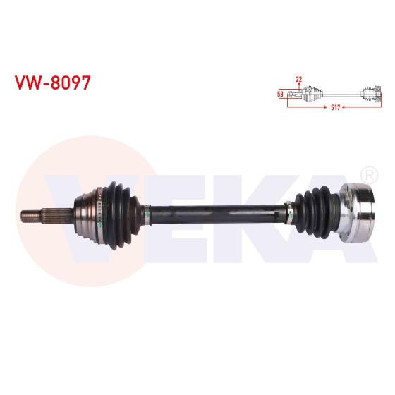 VEKA Komple Aks Sol ON Volkswagen Polo (6n1) 1.6 Uzunluk 517 Mm 1994-1999 - Kod VW-8097 - OEM 6N0407271 ürün görseli