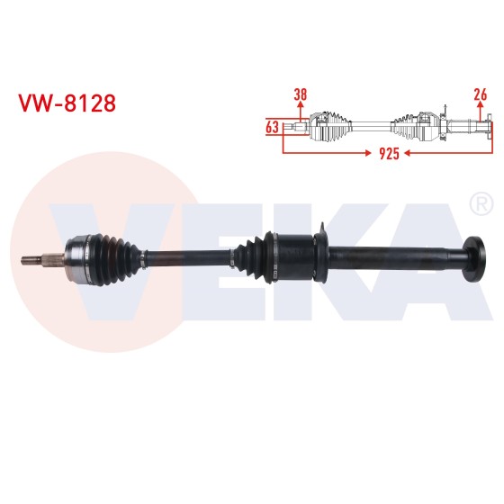 VEKA Komple Aks Sag ON Uzunluk 925mm Volkswagen Transporter T5 2.5 Axd T6 2.0 Audi TDI 140 HB Caa Motor A-t 2003-2011 - Kod VW-8128 - OEM 7H0407272EE7H0407452HX7H0407272AS7H0407272AP7H0407452DX7H0407272BE ürün görseli