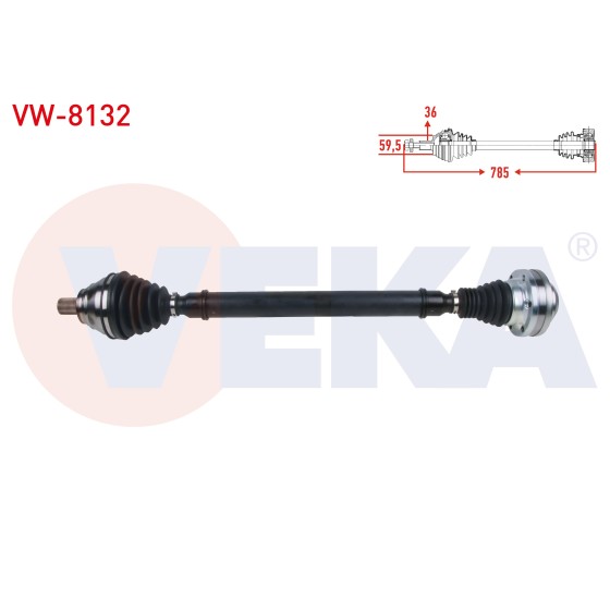 VEKA Komple Aks ON Sag Uzunluk 785mm Volkswagen Scirocco 1.4 TSI A-t 2008-2017 / Volkswagen Golf VI 1.4 TSI A-t 2008-2013 / Volkswagen Passat 1.4 TSI A-t 2005-2008 / Audi A3 1.4 TF - Kod VW-8132 - OEM 1K0407272RP ürün görseli