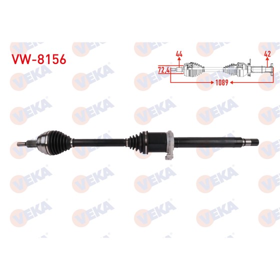VEKA Komple Aks Sag ON Uzunluk 1089mm Volkswagen Crafter 2.0 Audi TDI A-t 2016- / Man Tge 2.0 A-t 2016 - Kod VW-8156 - OEM 2N0407271H ürün görseli