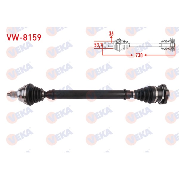 VEKA Komple Aks Sag ON Uzunluk 730mm Volkswagen Polo (9N_) 1.4 A-t 2001-2012 / Seat Ibiza (6l1) 1.4 A-t 2002-2007 / Seat Cordoba (6l2) 1.4 2002-2007 / Skoda Fabia - Kod VW-8159 - OEM 6Q0407272AR
