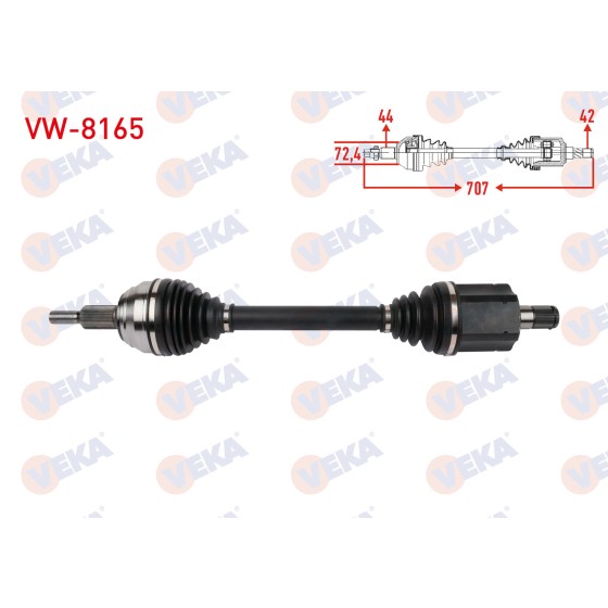 VEKA Komple Aks Sol ON Uzunluk 707mm Volkswagen Crafter 2.0 Audi TDI A-t 2016- / Man Tge 2.0 Audi TDI A-t 2016 - Kod VW-8165 - OEM 2N0407271L ürün görseli
