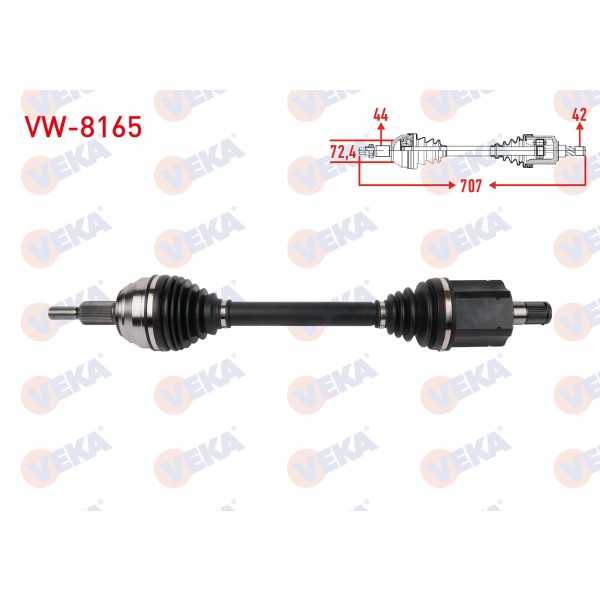 VEKA Komple Aks Sol ON Uzunluk 707mm Volkswagen Crafter 2.0 Audi TDI A-t 2016- / Man Tge 2.0 Audi TDI A-t 2016 - Kod VW-8165 - OEM 2N0407271L
