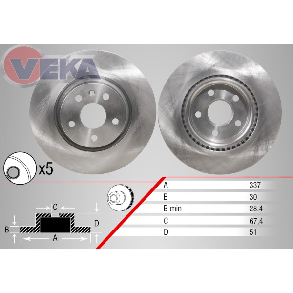 WALBURG Ön Fren Diski - Havali Opel Insignia 1.6 18 Jant 5 Bijon, 4x51 2008 - Kod WBD1195 - OEM 569080