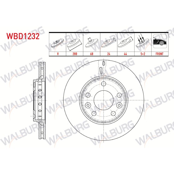 İthal Ön Fren Diski - Havali 5 Bjn Renault Captur II 20- / Renault Fluence 10- / Renault Laguna Iii 07-15 / Renault Megane Iii 08-15 / Renault Megane IV 16- / Renault Scenic Iii 09- / Zoe 12- / - Kod WBD1232 - OEM 402060010R ürün görseli
