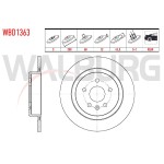 WALBURG Arka Fren Diski - Duz Opel Astra K 1.6 CDTI 5 Bijon 16 Jant, 50 2015 - Kod WBD1363 - OEM 13509120