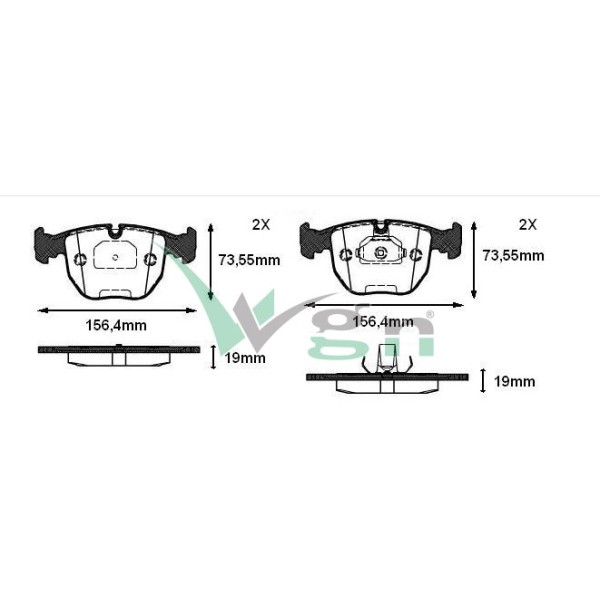 WGN Fren Balata ON Bmw X5 (E53) 3.0 D 19.00mm 2000-2007 - Kod WBP-BM009 - OEM 34111163307