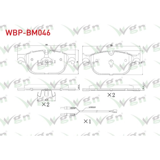 WGN Fren Balata ON Bmw 3 Serisi(g20, G80)17- / 4 Serisi(g22, G82)(g23)20- / 5 Serisi(g30, F90)19- / 6 Serisi(g32)17- / 7 Serisi (G11, G12)16- / 8 Serisi(g15, F92)(g14 - Kod WBP-BM046 - OEM 34106883510 ürün görseli