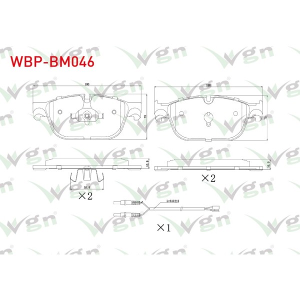 WGN Fren Balata ON Bmw 3 Serisi(g20, G80)17- / 4 Serisi(g22, G82)(g23)20- / 5 Serisi(g30, F90)19- / 6 Serisi(g32)17- / 7 Serisi (G11, G12)16- / 8 Serisi(g15, F92)(g14 - Kod WBP-BM046 - OEM 34106883510