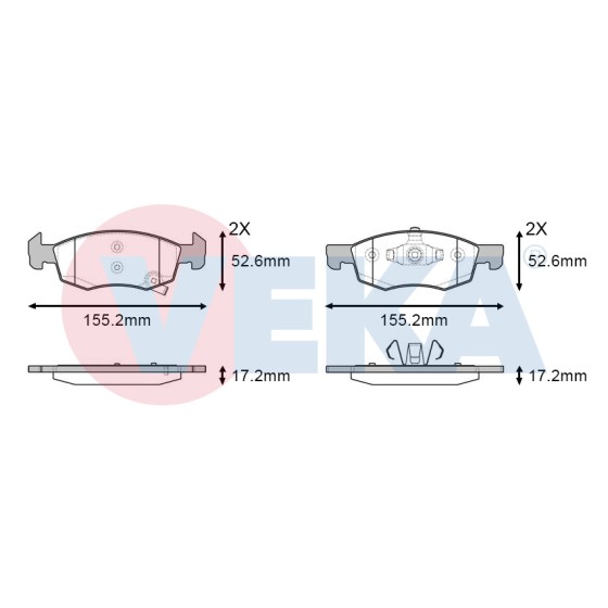 WGN Fren Balata Ikazli ON Opel Corsa E 1.4 14 Jant 17.20mm 2014 - Kod WBP-OP032 - OEM 1605280 ürün görseli