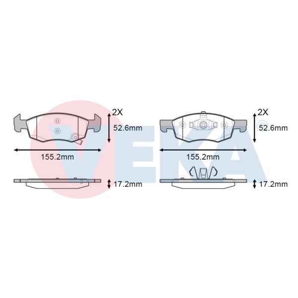 WGN Fren Balata Ikazli ON Opel Corsa E 1.4 14 Jant 17.20mm 2014 - Kod WBP-OP032 - OEM 1605280