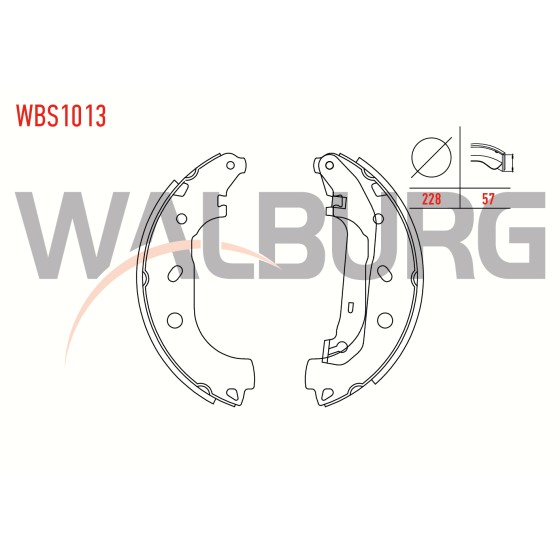 WALBURG Fren Pabuc Balata Arka Ford Transit Ford Connect 1.8 TDCI Levyeli Mm Ford Connect 1.8i 16V 2002-2013 - Kod WBS1013 - OEM 2T142200A2A ürün görseli