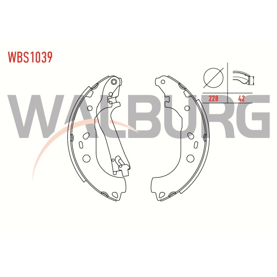 WALBURG Fren Pabuc Balata Arka Fiat Doblo (119, 223) 1.3 Mjt Levyeli Mm 2001-2010 / Fiat Doblo 1.6 Mjt 2001-2010 / Opel Combo D 1.6 CDTI 2012 - Kod WBS1039 - OEM 1605166 ürün görseli