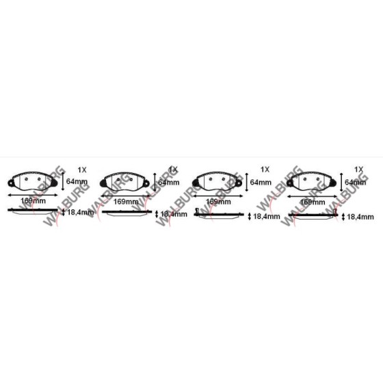 WALBURG Fren Balata Ikazli ON Ford Transit (V184) 2.0 TDCI 18.40mm 2000-2006 - Kod WDB340 - OEM 1135167 ürün görseli
