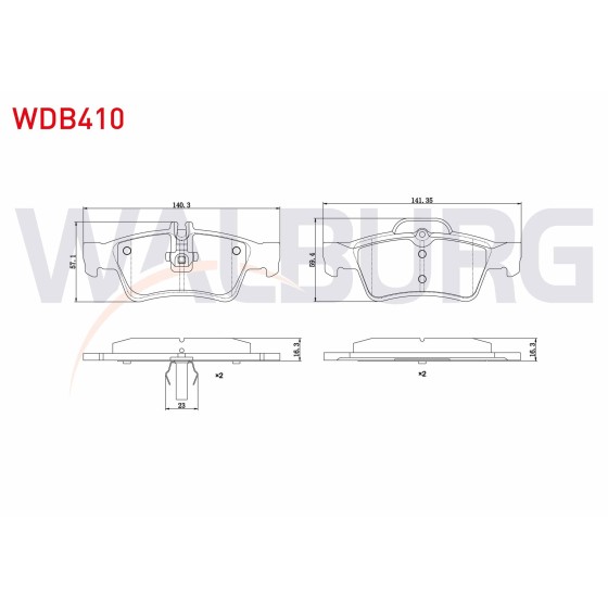WALBURG Fren Balata Arka E Serisi (W211) E 320 CDI 2002-2008 / (W211) E 280 CDI 2002-2008 / (W211) E 200 2002-2008 / (W211) E 220 CDI (C218) Cls 250 - Kod WDB410 - OEM A0054207920 ürün görseli