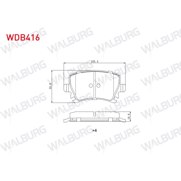 WALBURG Fren Balata Arka Volkswagen Golf V 1.4 TSI 2003-2009 / Volkswagen Caddy Iii 2.0 SDI 2004-2015 / Volkswagen Jetta Iii 1.6 FSI 2005-2010 / Volkswagen Tiguan 1.4 TSI 2016- / Volkswagen Passat - Kod WDB416 - OEM 1K0698451