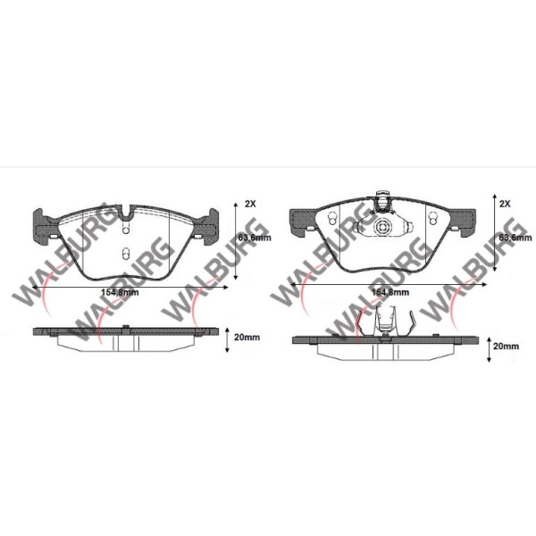 WALBURG Fren Balata ON Bmw 5 Serisi (E60) 520 D 20.00mm 2003-2010 - Kod WDB428 - OEM 34116763617