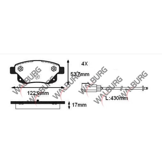 WALBURG Fren Balata Fisli Arka Ford Transit (V347) 2.2 TDCI 18.80mm 2006-2014 6c11 2m008 AF - Kod WDB495 - OEM 1371454 ürün görseli