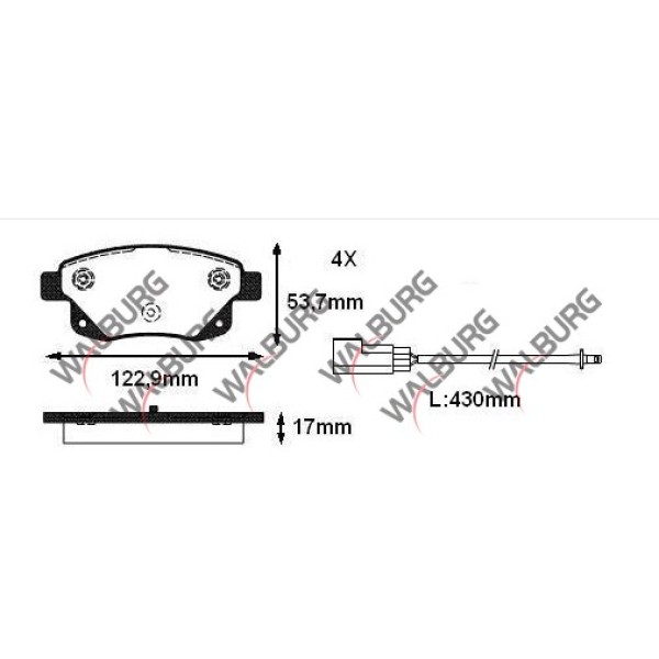 WALBURG Fren Balata Fisli Arka Ford Transit (V347) 2.2 TDCI 18.80mm 2006-2014 6c11 2m008 AF - Kod WDB495 - OEM 1371454