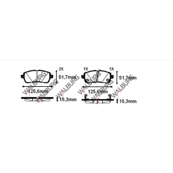 WALBURG Fren Balata ON Ford Fiesta VI 1.25i 15.30mm 2008-2012 ME8V5J 2k021 AB - Kod WDB506 - OEM 1550219 ürün görseli