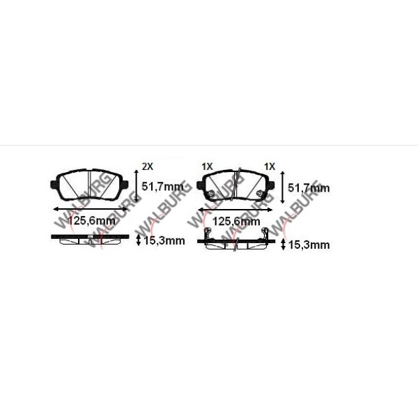 WALBURG Fren Balata ON Ford Fiesta VI 1.25i 15.30mm 2008-2012 ME8V5J 2k021 AB - Kod WDB506 - OEM 1550219
