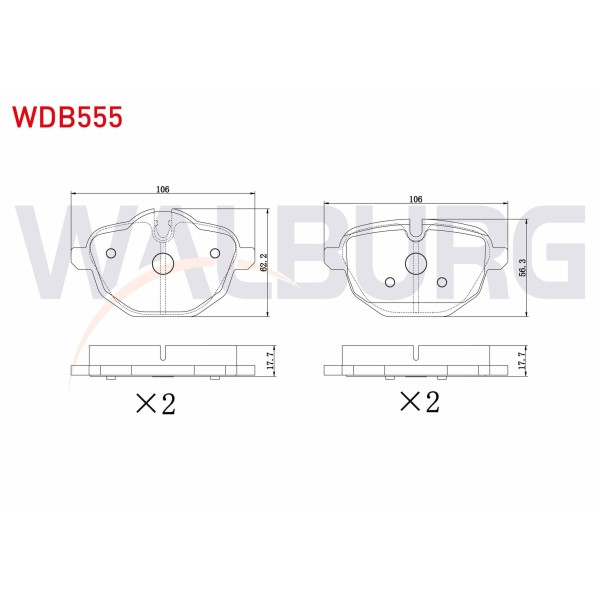 WALBURG Arka Fren Balatası - F10-f10 Lci-f18-f18 F25-x4 F26 10-19 - Kod WDB555 - OEM 34216862202
