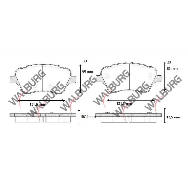 WALBURG Fren Balata ON Ford Tourneo Ford Courier 1.5 TDCI 17.50mm 2014- AY11 2k021 CA - Kod WDB581 - OEM 1785193