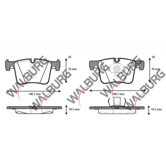 WALBURG Fren Balata ON Bmw 3 Serisi (F30) Bmw 320i Xdrive 19.30mm 2011 - Kod WDB601 - OEM 34106799801 ürün görseli