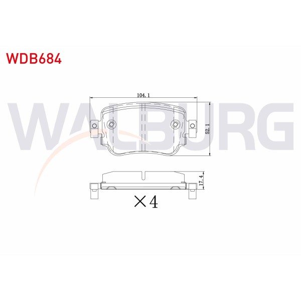 WALBURG Fren Balata Arka Ikazli Volkswagen Caddy IV 1.6 Audi TDI 2015- / Seat Leon (5F) 1.8 TSI 2012- / 2.0 Audi TDI 2012- / Seat Leon Cupra 2.0 Audi TDI 2006- / Skoda Octavia (5e3) - Kod WDB684 - OEM 2K5698451A