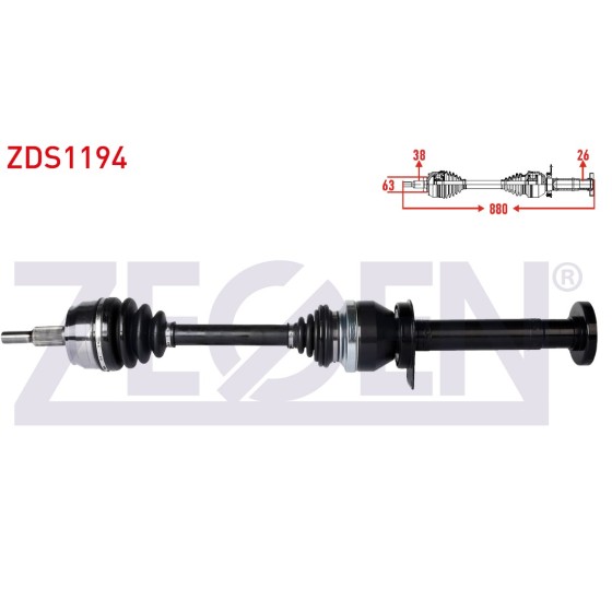 ZEGEN Komple Aks Sag ON Volkswagen Transporter VI 2.0 Audi TDI 140 HP Uzunluk 880mm - Kod ZDS1194 - OEM 7E0407272P ürün görseli
