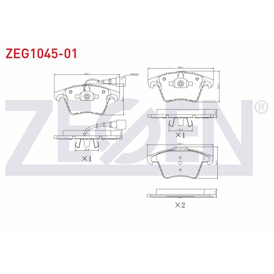 ZEGEN Fren Balata ON Fisli Volkswagen Transporter V 1.9 Audi TDI 2003-2011 / Volkswagen Transporter V 2.5 Audi TDI 2003-2011 / Volkswagen Transporter VI 2.0 Audi TDI 2009- / Volkswagen - Kod ZEG1045-01 - OEM 7H0698151C ürün görseli