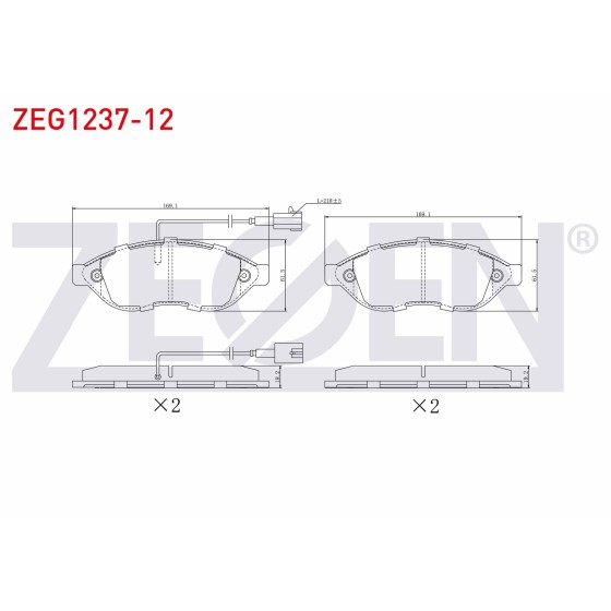 ZEGEN Fren Balata ON Cift Fisli Fiat Ducato 2.3 Mjt 2006-2014 / Jumper Iii 2.2 HDI 2006-2014 / Boxer Iii 2.2 HDI 2006-2014 - Kod ZEG1237-12 - OEM 1612433980 ürün görseli