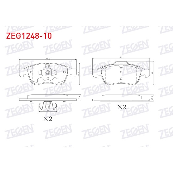 ZEGEN Fren Balata ON 15-16 Jant Renault Captur I-ii 13- / Renault Clio V 19- / Renault Fluence 10- / Renault Megane Iii 08-15 / Renault Scenic 09- / Zoe 19- / Dacia Dokker 12- / Dacia Duster - Kod ZEG1248-10 - OEM 410300379R ürün görseli