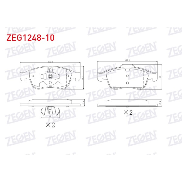 ZEGEN Fren Balata ON 15-16 Jant Renault Captur I-ii 13- / Renault Clio V 19- / Renault Fluence 10- / Renault Megane Iii 08-15 / Renault Scenic 09- / Zoe 19- / Dacia Dokker 12- / Dacia Duster - Kod ZEG1248-10 - OEM 410300379R