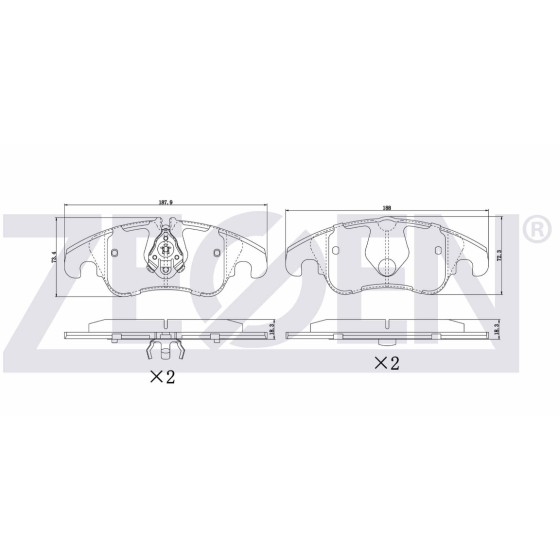 ZEGEN Ön Fren Balatası - A5 (8t3) 3.0 Audi TDI 2007-2017 / 3.2 FSI 2007-2017 / 2.0 Audi TFSI 2007-2017 / Q5 2.0 Audi TFSI 2008- / 2.0 Audi TDI 2008- / A5 (8t3) 1.8 - Kod ZEG1304-10 - OEM 8K0698151L ürün görseli