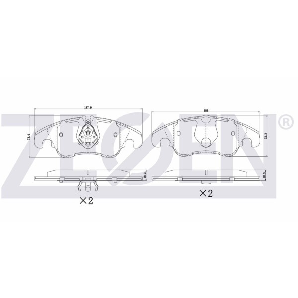ZEGEN Ön Fren Balatası - A5 (8t3) 3.0 Audi TDI 2007-2017 / 3.2 FSI 2007-2017 / 2.0 Audi TFSI 2007-2017 / Q5 2.0 Audi TFSI 2008- / 2.0 Audi TDI 2008- / A5 (8t3) 1.8 - Kod ZEG1304-10 - OEM 8K0698151L
