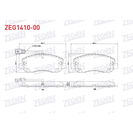 ZEGEN Fren Balata ON Fisli Renault Master Iii (FV) 2.3 DCI 2010- / Master Iii (FV) 2.5 DCI 2010- / Opel Movano B 2.3 DCI 2010 - Kod ZEG1410-00 - OEM 410601061R ürün görseli