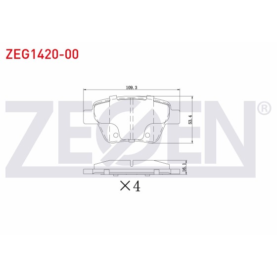 ZEGEN Fren Balata Arka Volkswagen Caddy Yeni Model Volkswagen Golf VI (5k1) 2.0 TSI 16.50mm 2008-2013 - Kod ZEG1420-00 - OEM 5K0698451 ürün görseli