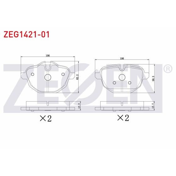 ZEGEN Fren Balata Arka 5 Serisi (F10) 525 D - 520 I - 520 D 2010- / 5 Serisi (E60) 530 D - 520 I - 530 I 2003-2010 / X3 (F25) Xdrive 2.0i 2010- / X4 (F26) Xdri - Kod ZEG1421-01 - OEM 34206877648 ürün görseli