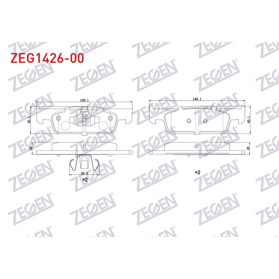 ZEGEN Fren Balata ON Renault Symbol Iii (JZ0 / 1) 1.5 DCI 16 Jant 2012- / Renault Clio IV 1.5 DCI 75 HP 2012- / Renault Clio IV 1.2 16V 16 2012- / Dacia Sandero Stepway 1.5 DCI - Kod ZEG1426-00 - OEM 410600222R ürün görseli