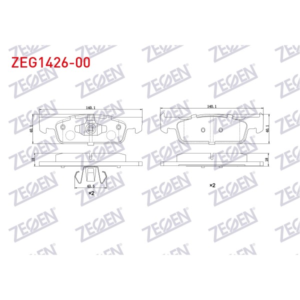 ZEGEN Fren Balata ON Renault Symbol Iii (JZ0 / 1) 1.5 DCI 16 Jant 2012- / Renault Clio IV 1.5 DCI 75 HP 2012- / Renault Clio IV 1.2 16V 16 2012- / Dacia Sandero Stepway 1.5 DCI - Kod ZEG1426-00 - OEM 410600222R