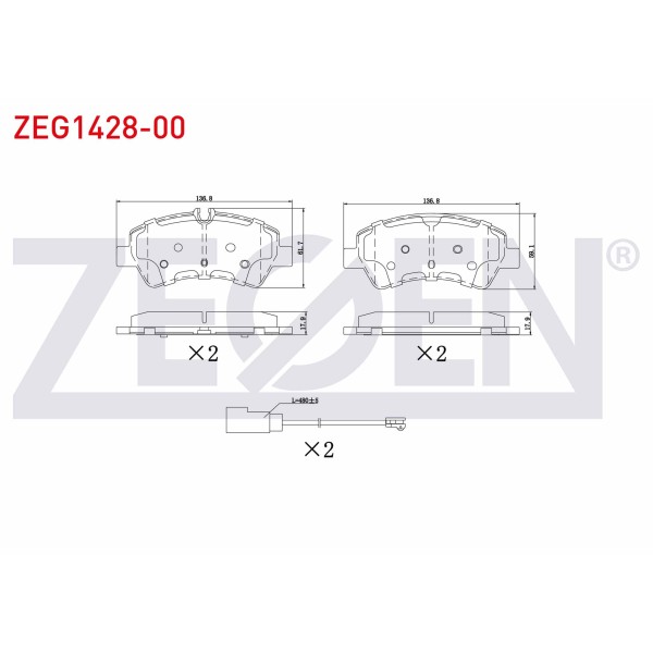 ZEGEN Fren Balata Arka Fisli Ford Transit Ford Custom (V362) 2.2 TDCI 2012 - Kod ZEG1428-00 - OEM 1763916