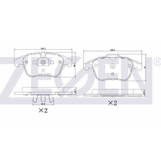 ZEGEN Fren Balata ON Ikazli Land Rover Range Rover Evoque (LV) 2.0 SI4 2011 - Kod ZEG1482-00 - OEM LR027309 ürün görseli