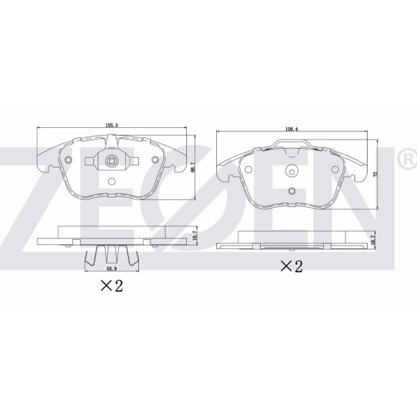 ZEGEN Fren Balata ON Ikazli Land Rover Range Rover Evoque (LV) 2.0 SI4 2011 - Kod ZEG1482-00 - OEM LR027309