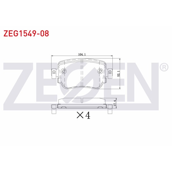 ZEGEN Fren Balata Arka Ikazli Volkswagen Caddy IV 1.6 Audi TDI 2015- / Seat Leon (5F) 1.8 TSI 2012- / 2.0 Audi TDI 2012- / Seat Leon Cupra 2.0 Audi TDI 2006- / Skoda - Kod ZEG1549-08 - OEM 2K5698451A5Q0698451AL7N0698451C ürün görseli