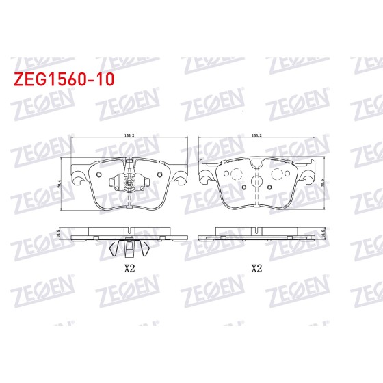 ZEGEN Fren Balata ON Peugeot 3008 16- / 508 II 18- / 5008 II 16- / Peugeot Partner 18- / Peugeot Rifter 19- / Toyota Proace 2019- / Citroen C4 Picasso 13- / Berlingo 16- / Citroen C5 Aircr - Kod ZEG1560-10 - OEM 1623162380 ürün görseli