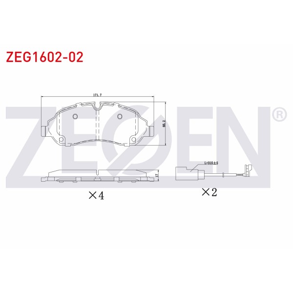 ZEGEN Fren Balata Fisli ON Ford Transit (Cift Teker) 2.2 TDCI 17.00mm 2014 - Kod ZEG1602-02 - OEM 1824121